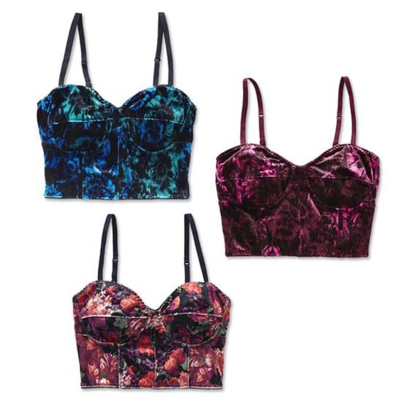 3/$30 Floral Cropped Velvet Bustier - Picture 9 of 9